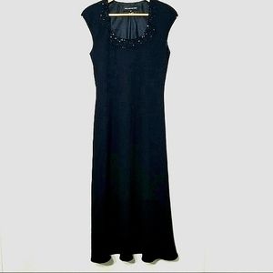 Jones New York Vintage Classic Black Evening Dress 90s Sleveeless Beaded Size 10